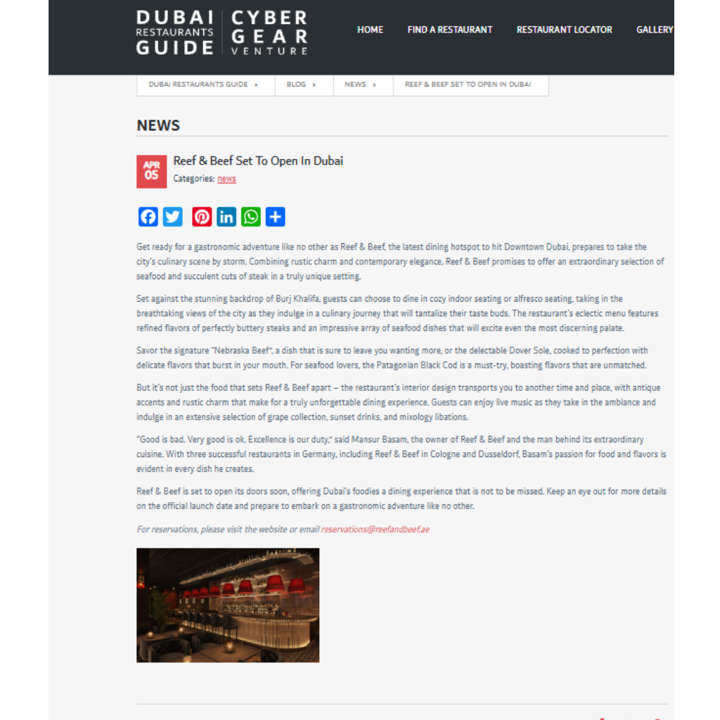 Dubai Restaurant Guide News